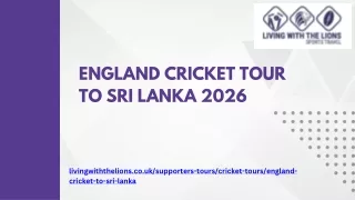 England Cricket Tour to Sri Lanka – ODI & T20 Series 2026