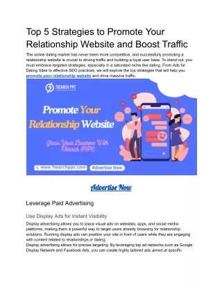 Top 5 Strategies to Promote Your Relationship Website and Boost Traffic