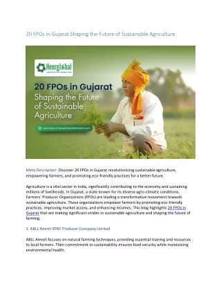 20 FPOs in Gujarat Shaping the Future of Sustainable Agriculture