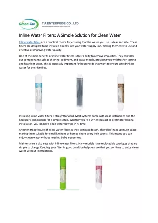 inline water filters a simple solution for clean