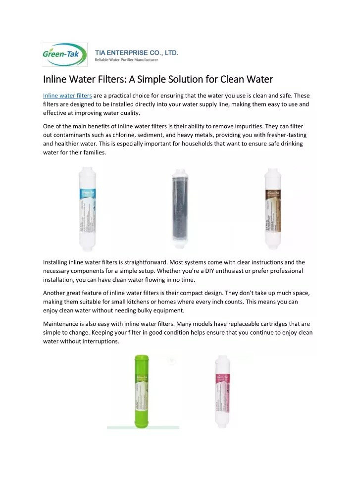 inline water filters a simple solution for clean