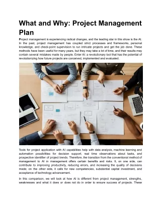 What and Why Project Management Plan