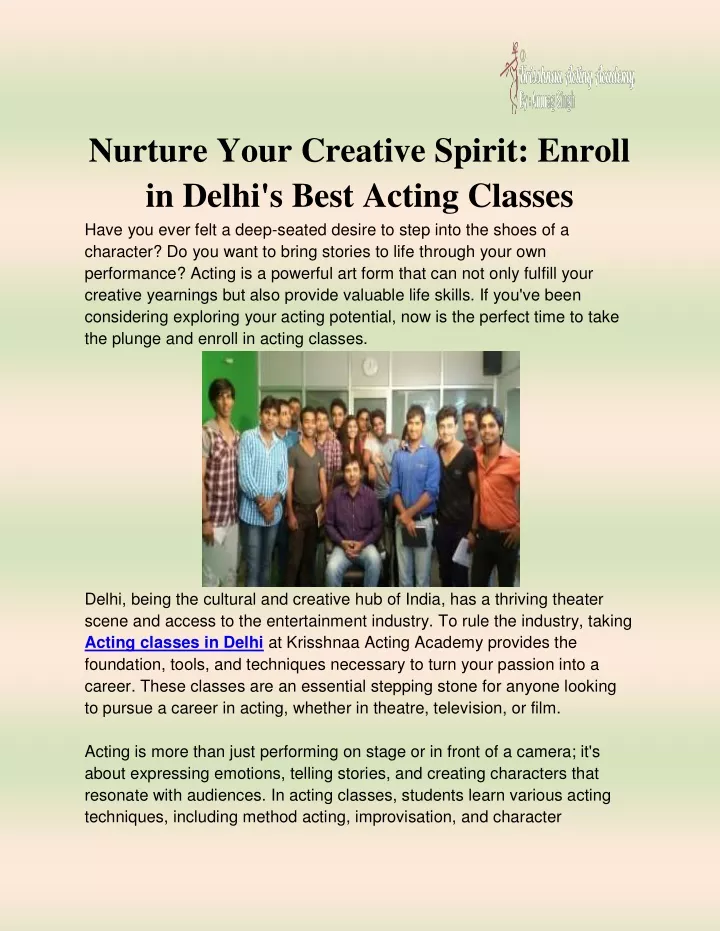 nurture your creative spirit enroll in delhi