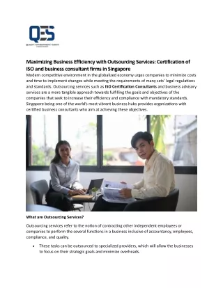 Maximizing Business Efficiency with Outsourcing Services