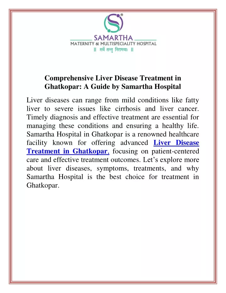 comprehensive liver disease treatment