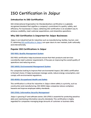 ISO Certification in Jaipur