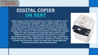 Boost Productivity with a Digital Copier on Rent