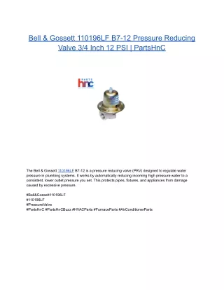Bell & Gossett 110196LF B7-12 Pressure Reducing Valve 3_4 Inch 12 PSI _ PartsHnC