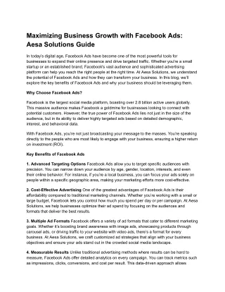 Maximizing Business Growth with Facebook Ads_ Aesa Solutions Guide