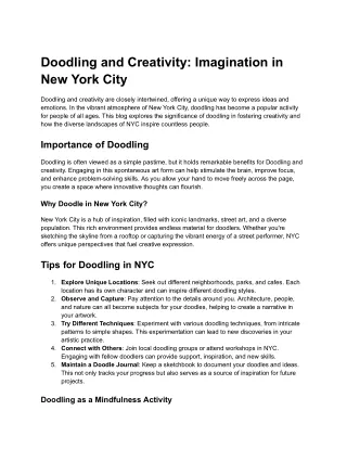 The Power of Doodling: Creativity and Imagination in NYC