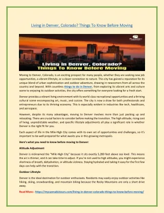 Living in Denver, Colorado? Things To Know Before Moving