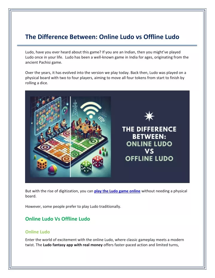 the difference between online ludo vs offline ludo