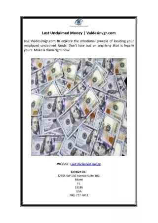 Lost Unclaimed Money  Valdesinvgr.com