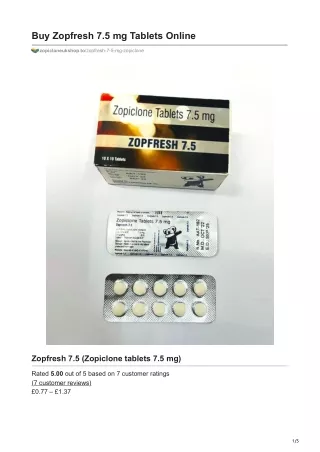 Buy Zopfresh 75 mg Tablets Online