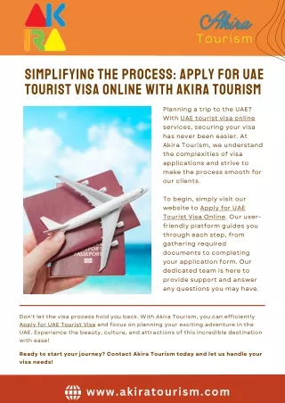 Simplifying the Process: Apply for UAE Tourist Visa Online with Akira Tourism