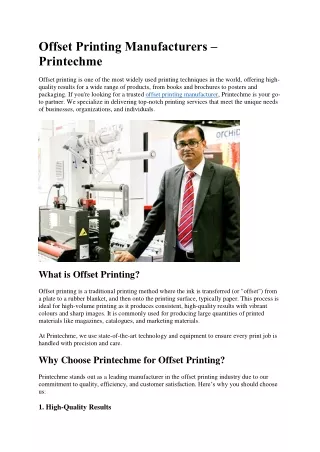 Offset Printing Manufacturers
