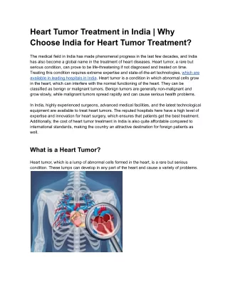 Heart Tumor Treatment in India