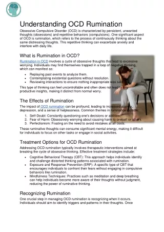 Understanding OCD Rumination