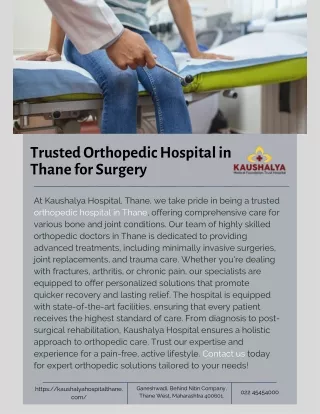 Trusted Orthopedic Hospital in Thane for Surgery