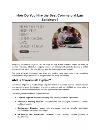 How Do You Hire the Best Commercial Law Solicitors