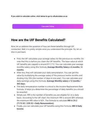 Online UIF Calculator for South Africa
