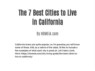 The 7 Best Cities to Live in California