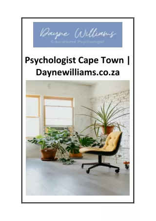 Psychologist Cape Town  Daynewilliams.co.za