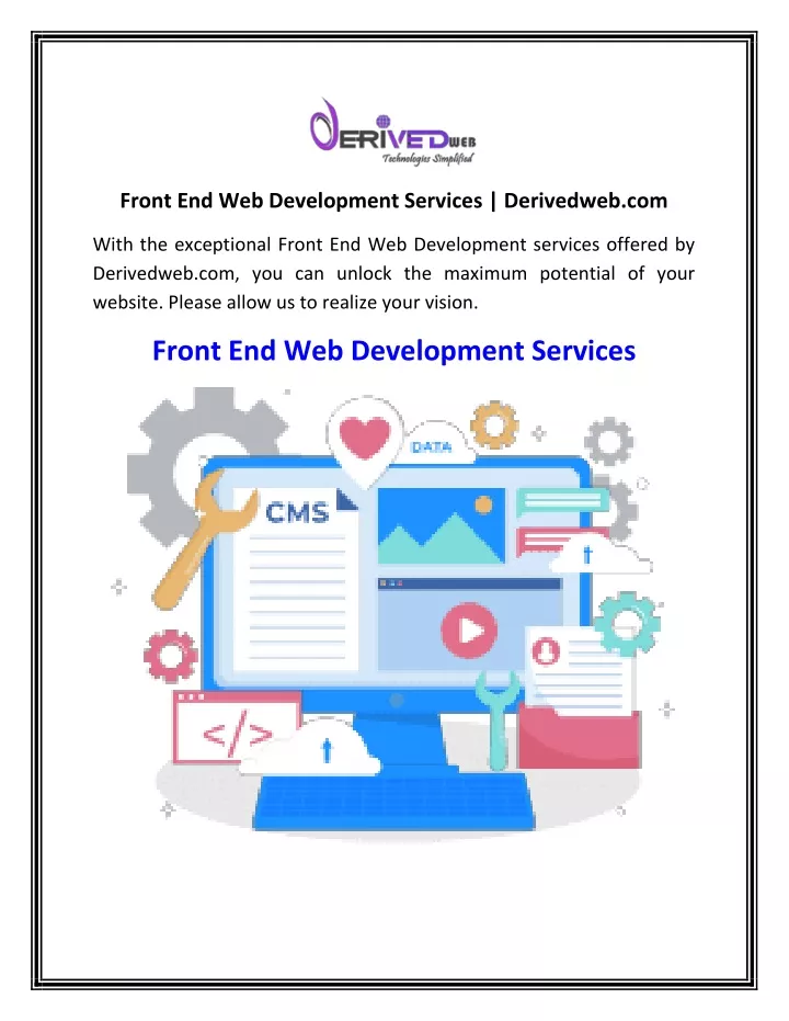 front end web development services derivedweb com