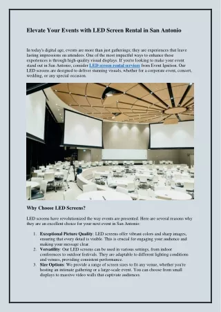 Elevate Your Events with LED Screen Rental in San Antonio