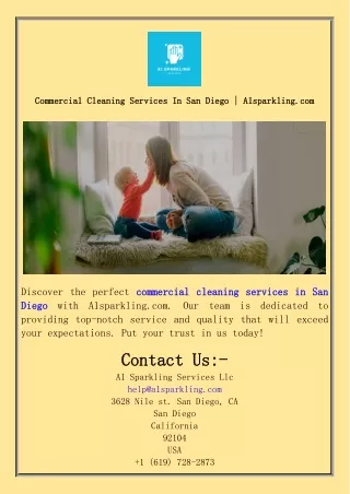 Commercial Cleaning Services In San Diego  A1sparkling.com