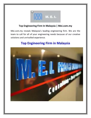 Top Engineering Firm In Malaysia  Mei.com.my