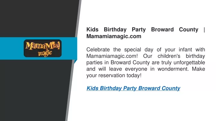 kids birthday party broward county mamamiamagic