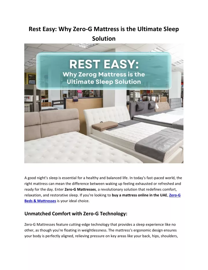 rest easy why zero g mattress is the ultimate