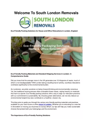 Eco-Friendly Packing Solutions for House and Office Relocations in London, England