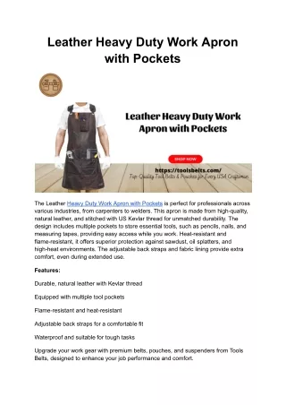 Leather Heavy Duty Work Apron with Pockets