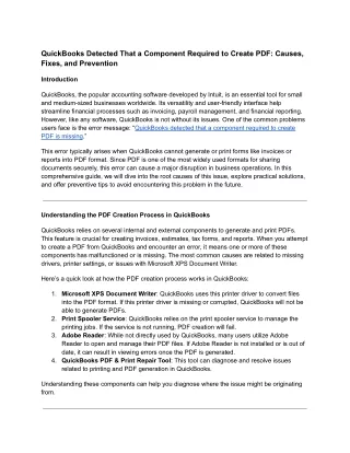 QuickBooks Detected That a Component Required to Create PDF_ Causes, Fixes, and Prevention