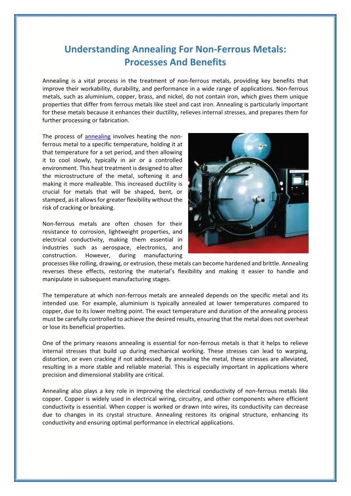 understanding annealing for non ferrous metals