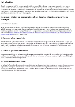 Comment choisir un présentoir en bois durable et résistant pour votre boutique