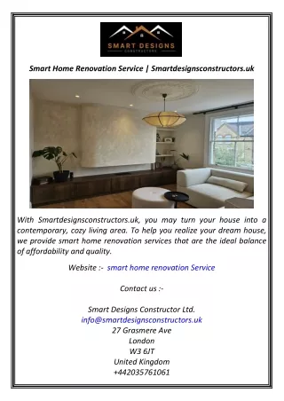 Smart Home Renovation Service  Smartdesignsconstructors.uk