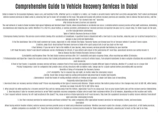 comprehensive guide to vehicle recovery services