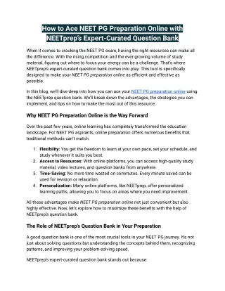 how to ace neet pg preparation online with