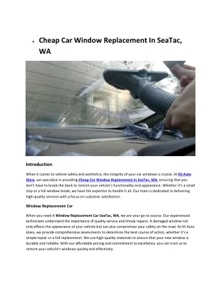 Cheap Car Window Replacement In SeaTac