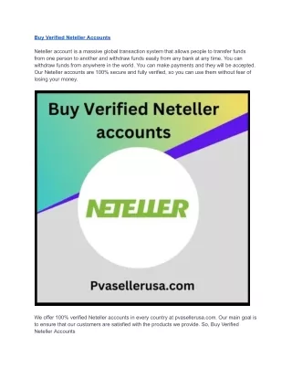 Buy Verified Neteller Accounts - All country verified 100% Safe Accounts