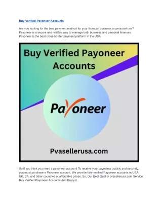 Buy Verified Payoneer Accounts - USA, UK, AUS, 100% Safe Accounts