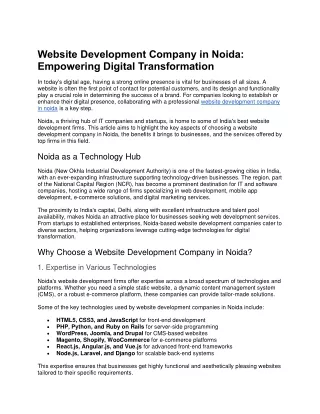 Website Development Company in Noida