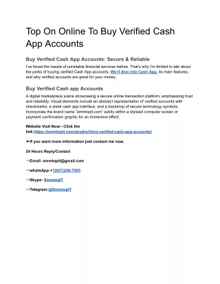 Top On Online To Buy Verified Cash App Accounts