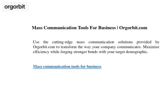 Mass Communication Tools For Business  Orgorbit.com