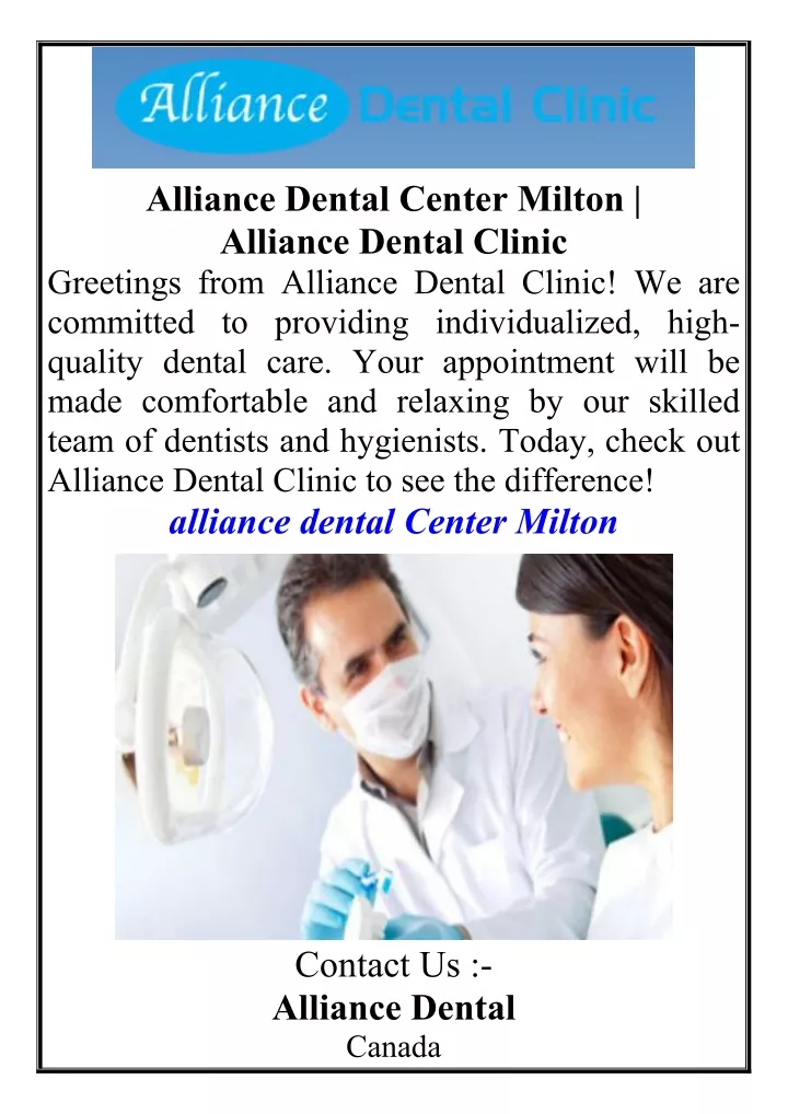 alliance dental center milton alliance dental