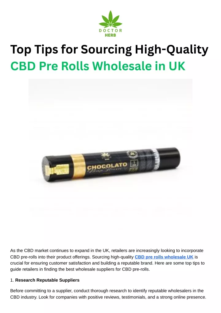 top tips for sourcing high quality cbd pre rolls