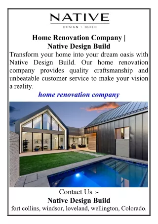 Home Renovation Company Native Design Build